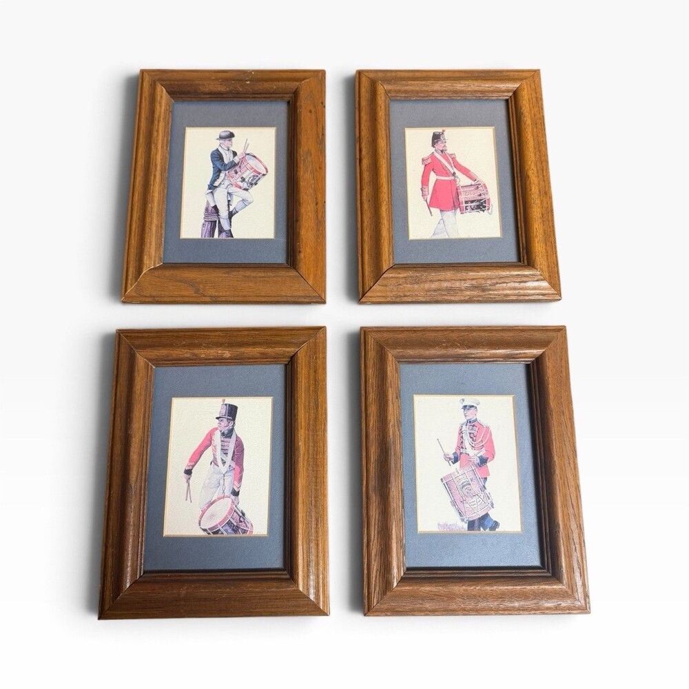US Marine Band Drummers Art Prints Set of 4 Donna Neary Framed USMC Military